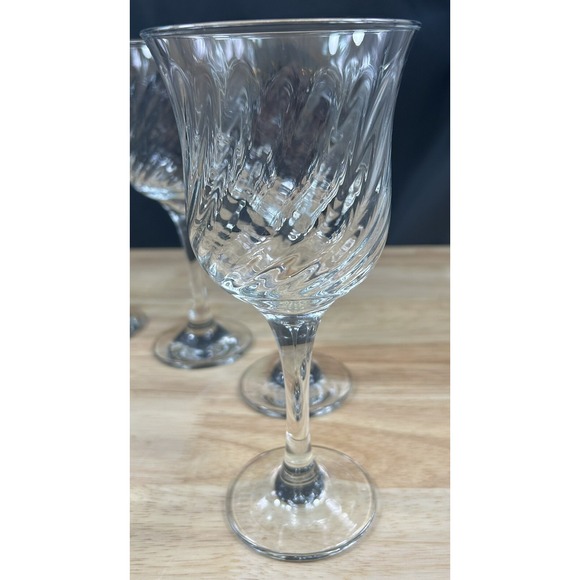 Cristal d'Arques-Durand blown Vintage Wine Glasses Swirled twisted pattern Set-8 - Picture 3 of 6